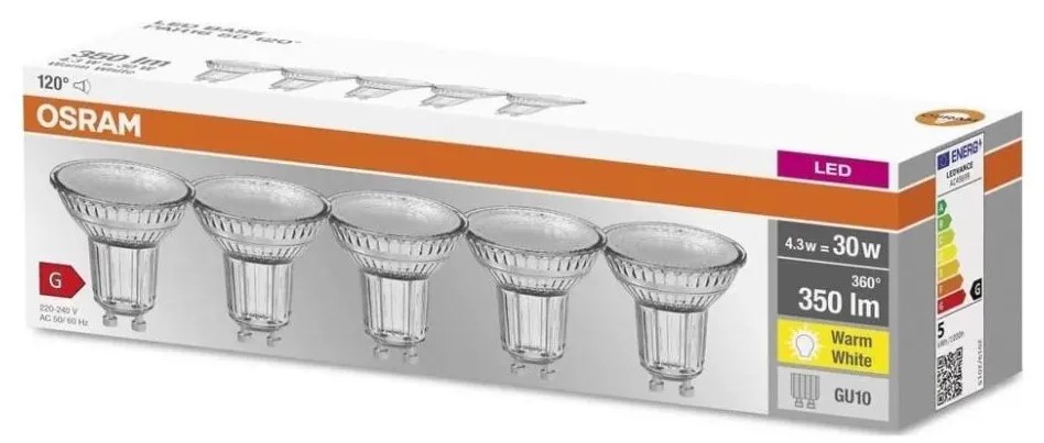 SET 5x Lampadina LED PAR16 GU10/4,3W/230V 2700K 120° - Osram