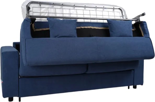 Divano letto sfoderabile 3 posti tessuto Blu con materasso - ROLEN