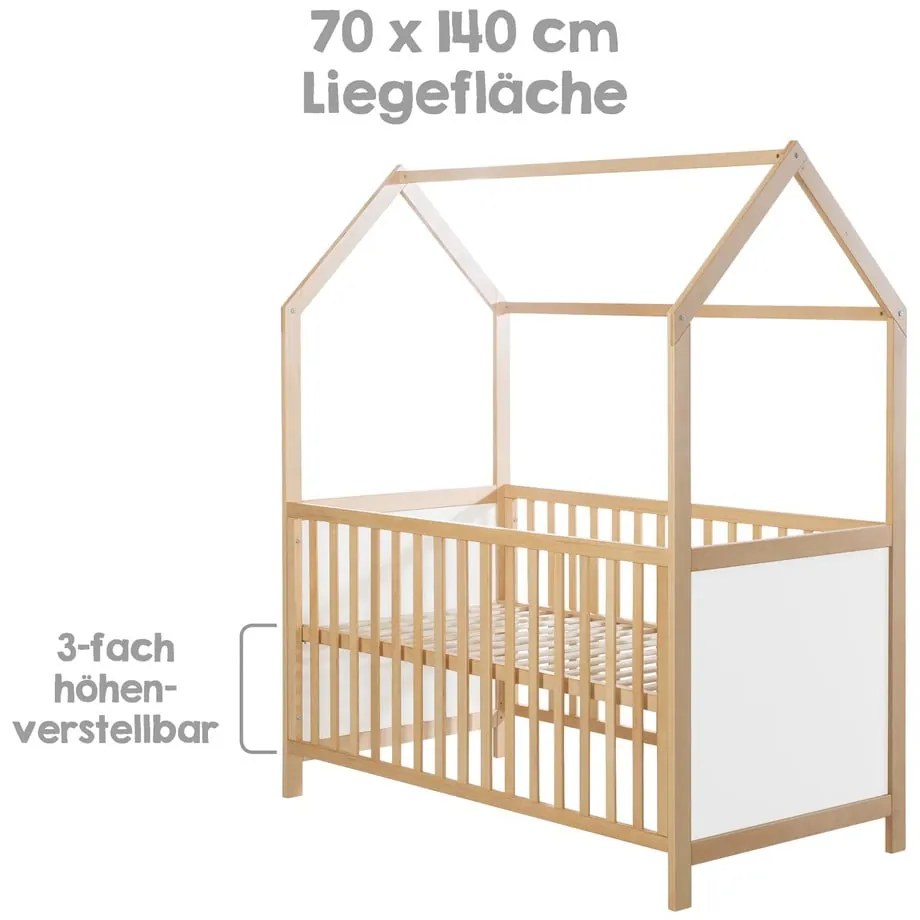 Lettino in colore bianco e naturale 70x140 cm - Roba