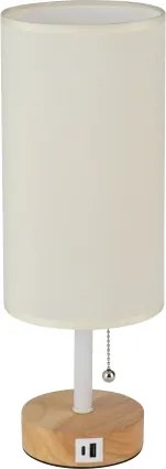 Brilagi - Lampada da tavolo con porta USB TABLON 1xE27/25W/230V rovere/bianco/crema