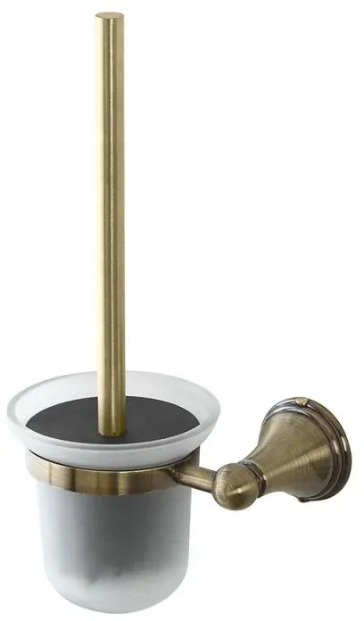 Portascopino a muro in vetro satinato e acciaio finitura bronzo kit di fissaggio incluso Iris