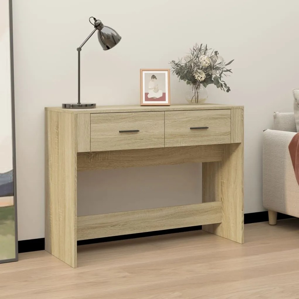 Tavolo Consolle Rovere Sonoma 100x39x75 Cm İn Legno Multistrato /