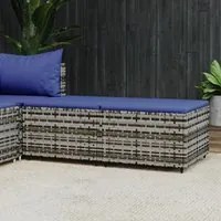 Poggiapiedi da Giardino con Cuscini 2 pz in Polyrattan Grigiocod mxl 130091