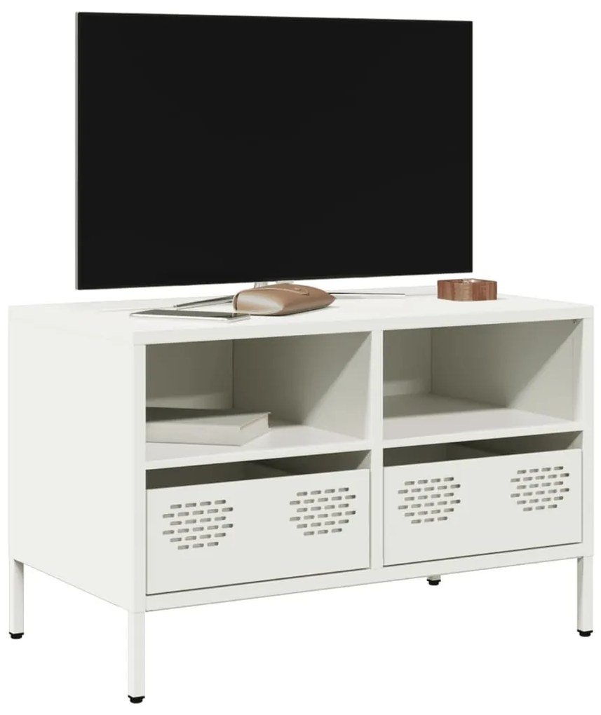 Mobile Tv Bianco 68x39x43,5 Cm İn Acciaio Laminato A Freddo /