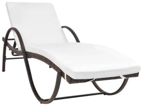 Lettini Prendisole 2 pz con Tavolo in Polyrattan Marrone