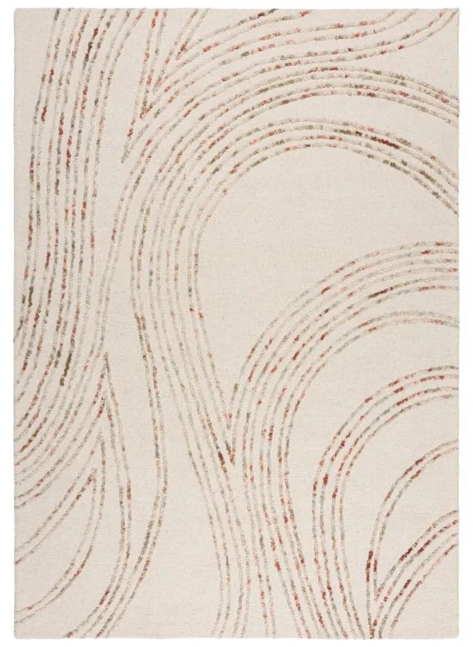 Tappeto in lana arancione e crema 200x290 cm Abstract Swirl - Flair Rugs