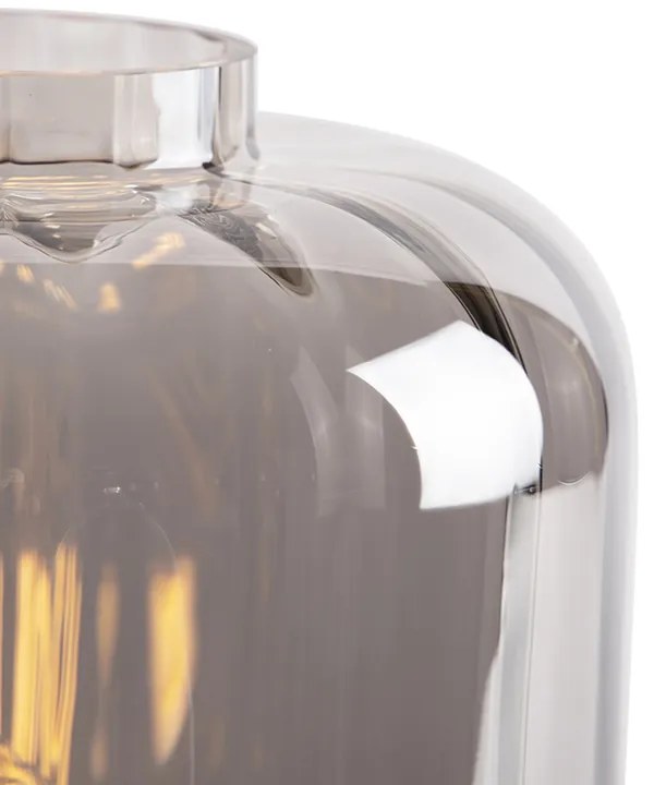 Lampada da tavolo di design nera con vetro fumé - Qara