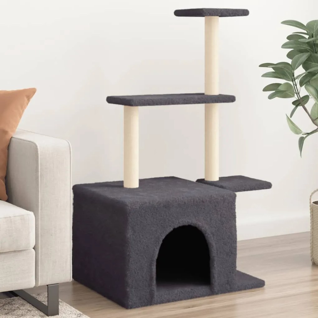 Albero per gatti con tiragraffi in sisal grigio scuro 110 cm