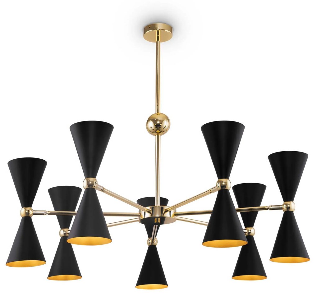 Maytoni Lampadario a sospensione piccolo con 14 diffusori in metallo dallo stile moderno Vesper - 40W ORO NERO