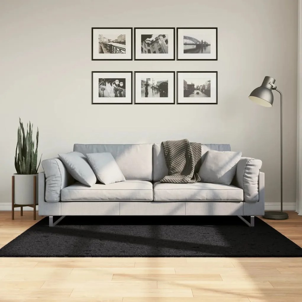 Tappeto Shaggy Pamplona A Pelo Lungo Moderno Nero 120x170 Cm /