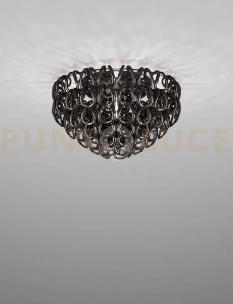 Giogali lampadadario a soffitto 60 nero e cromo lucido 4 luci attac...