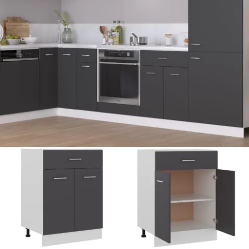 Armadio con Cassetto Grigio 60x46x81,5 cm in Truciolato
