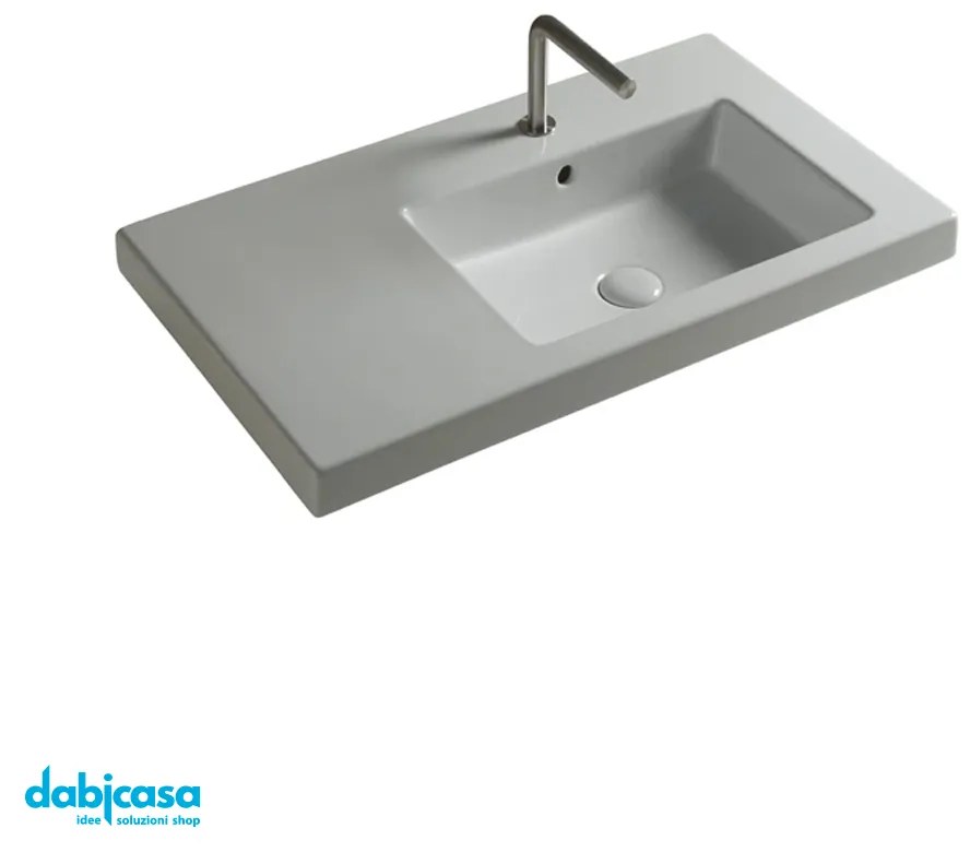 Tecla "Condal" Lavabo In Ceramica 45X80 Bianco Lucido C/Vasca Decentrata Dx