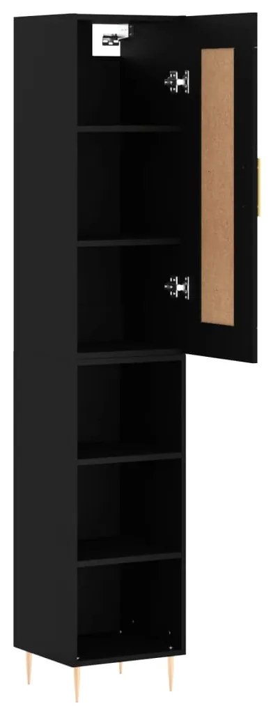 Credenza nera 34,5x34x180 cm in legno multistrato