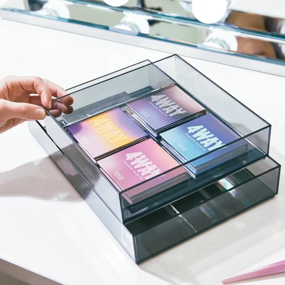 Organizzatore da bagno nero opaco per cosmetici in plastica riciclata - iDesign