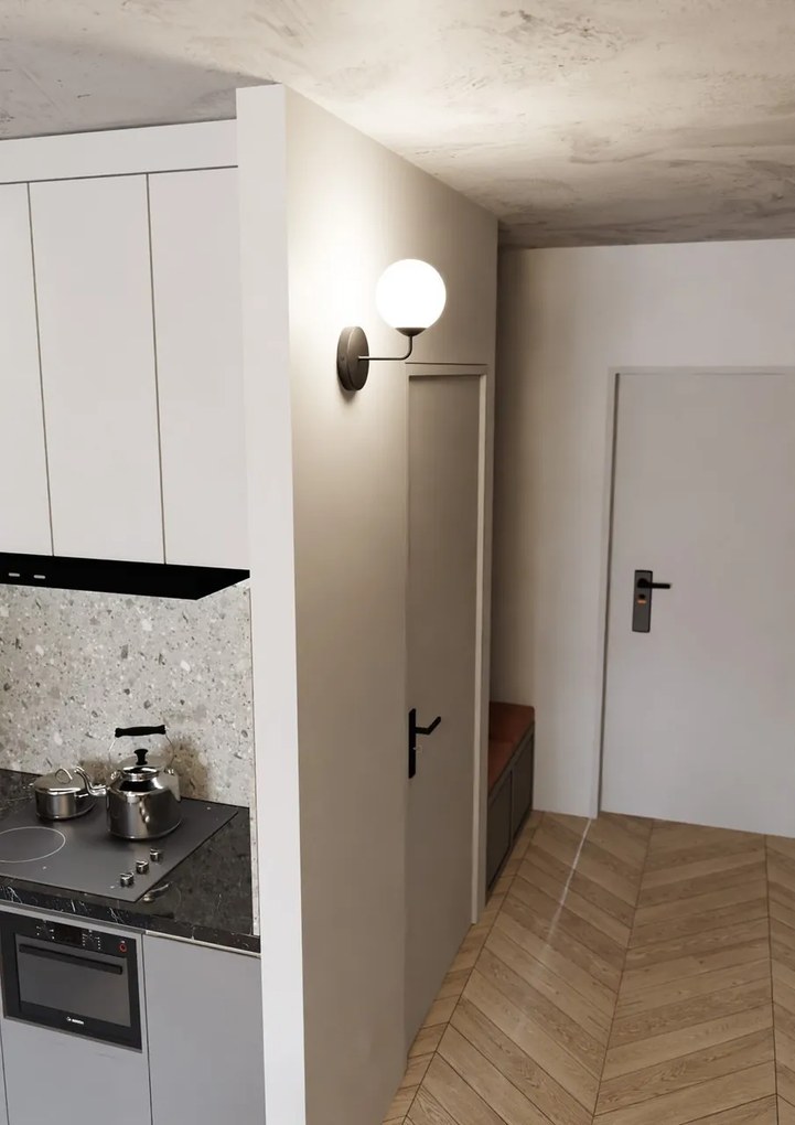 Applique da Parete in Acciaio e Vetro PREGOS K1 Nero/Bianco E14