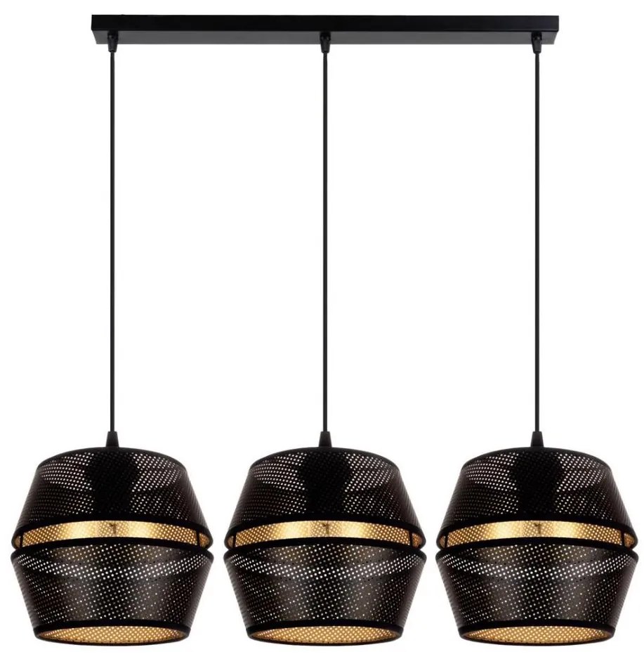 Lampadario a cavo PARIS 3xE27/60W/230V nero/oro