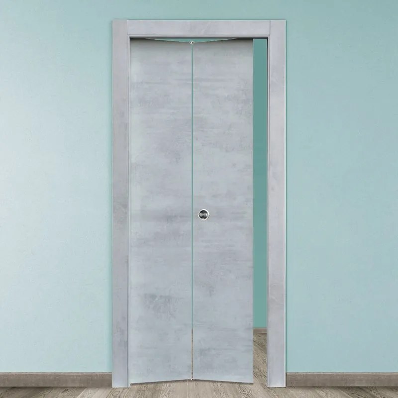 Porta pieghevole a libro simmetrica Cemento cemento grigio L 70 x H 210 cm sinistra