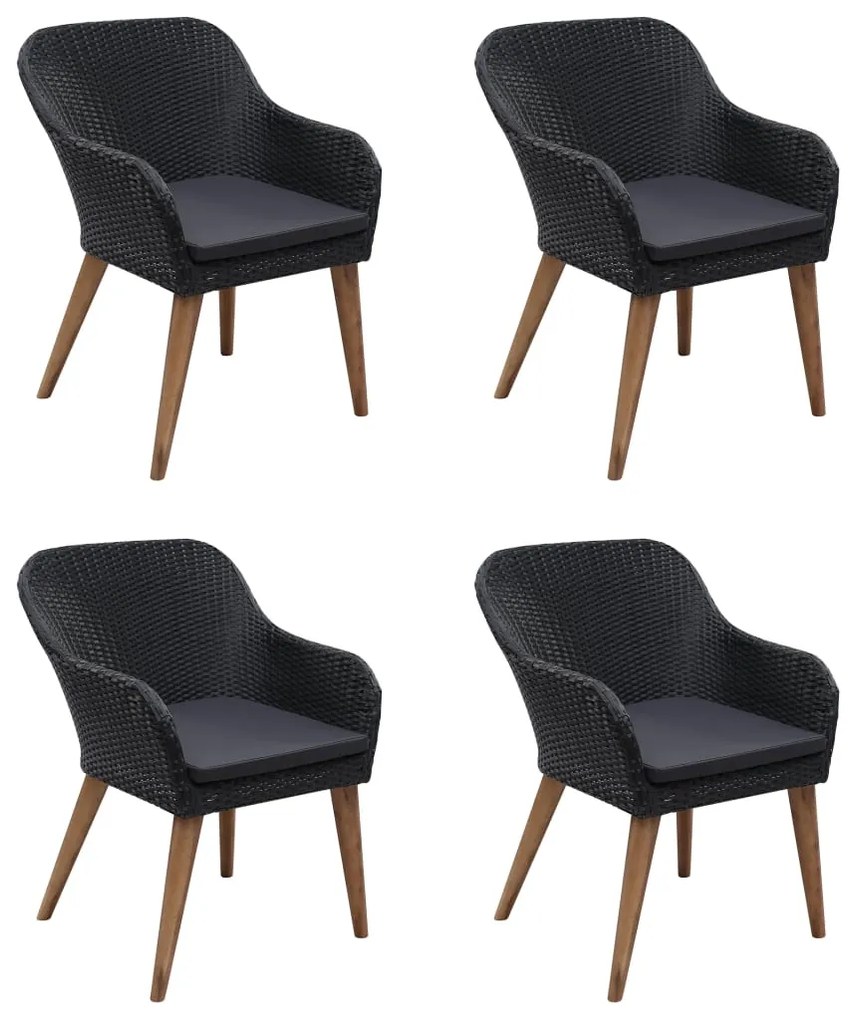 Set mobili da pranzo per giardino 5 pz nero