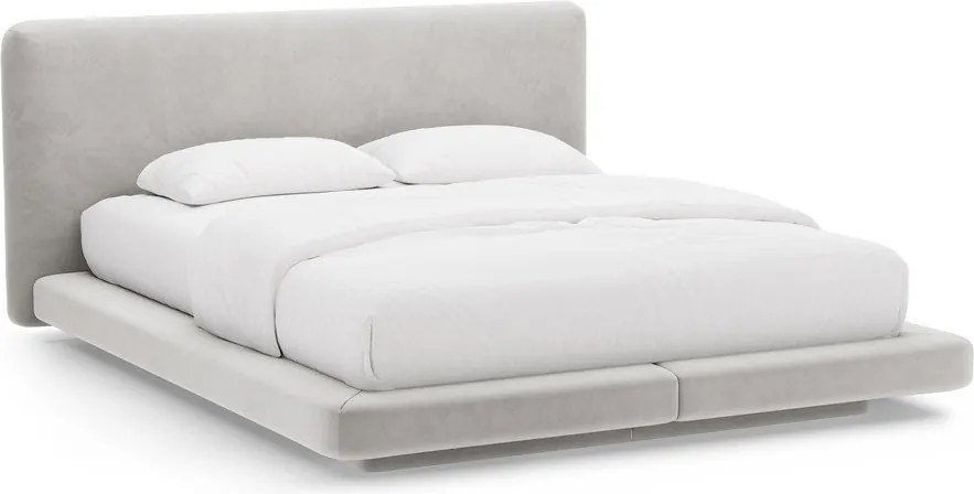 Letto matrimoniale imbottito grigio chiaro 200x200 cm Linea – Micadoni
