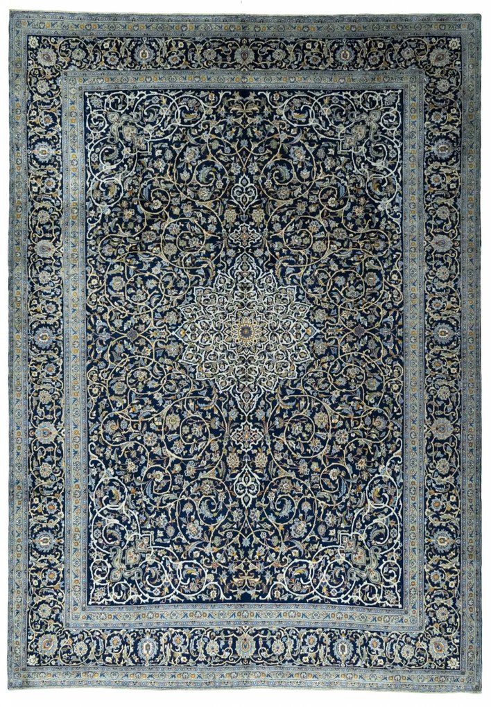 Kashan Tappeto persiano 300 x 440 Blu (Iran) Annodato A Mano