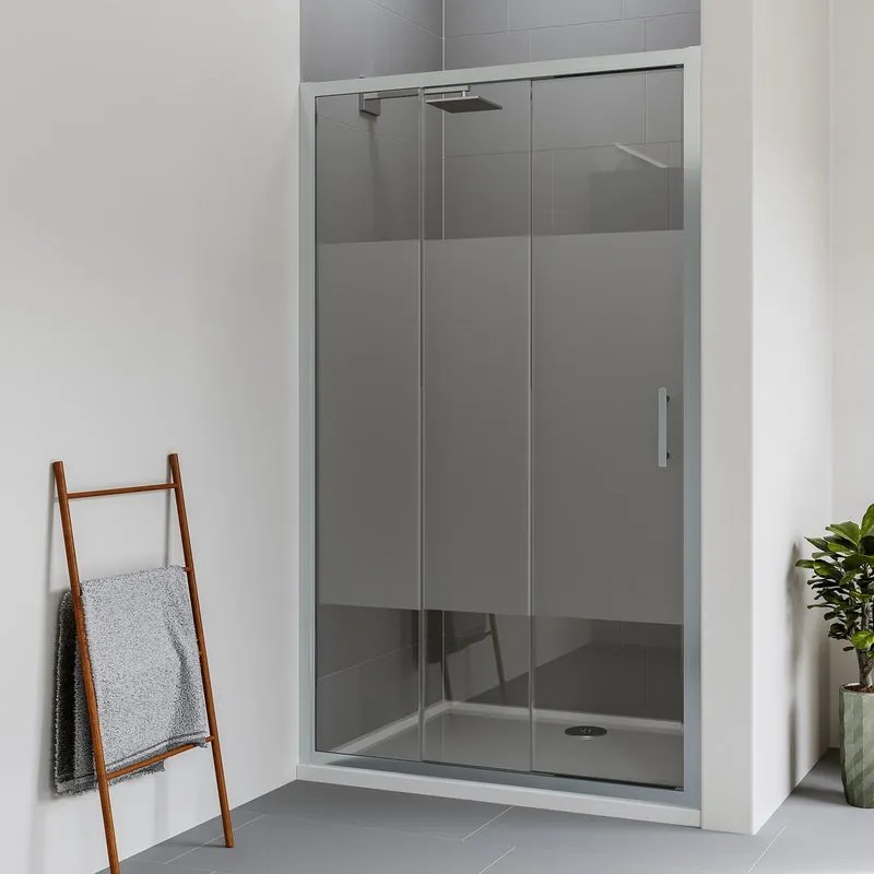 Porta doccia scorrevole L 105-110 cm x H 190 cm per nicchia in vetro trasparente SP. 6 mm, profilo lucido cromo, serie Verve