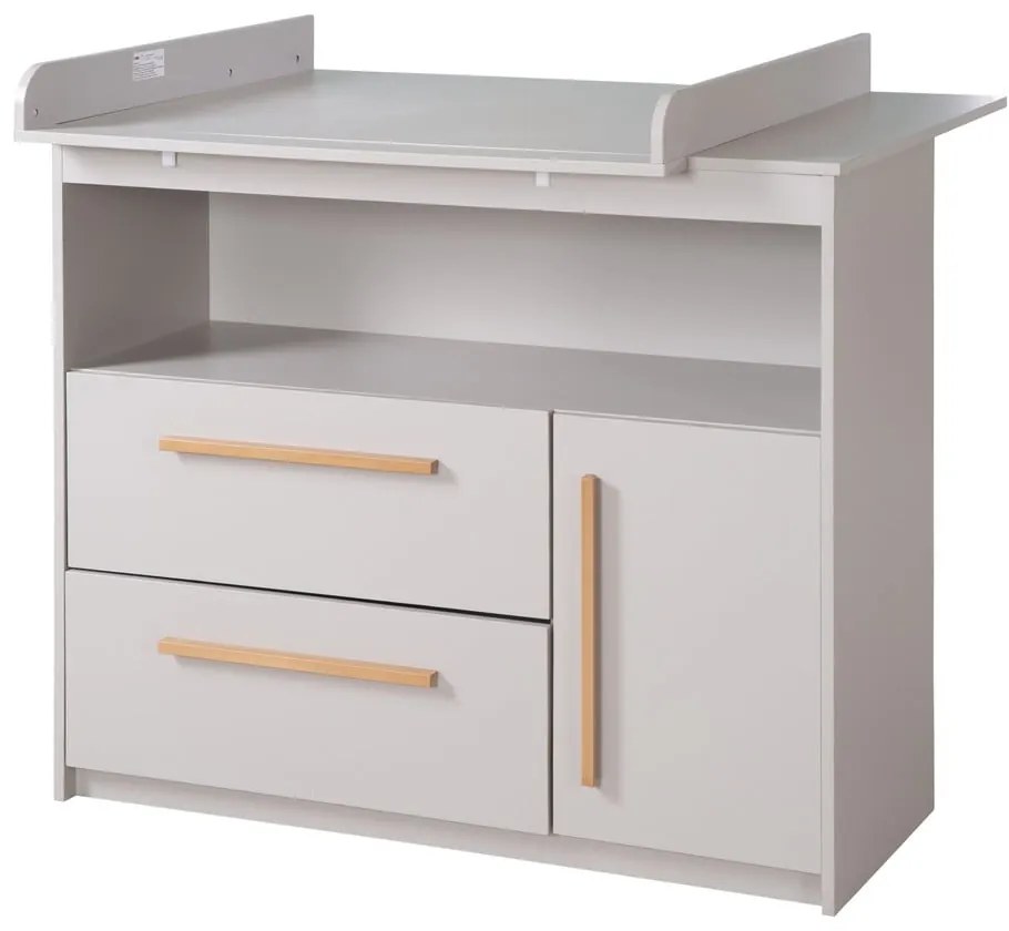 Cassettiera per bambini grigio chiaro con fasciatoio 107x98x75 cm Lea – Roba