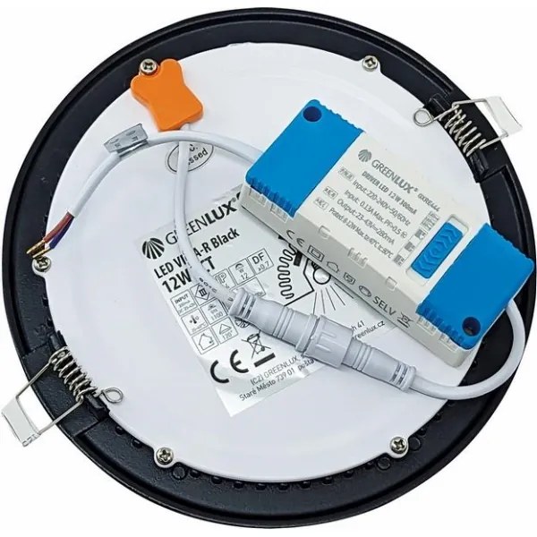 Lampada LED da incasso VEGA LED/12W/230V 2900/3900/5800K diametro 17,5 cm nero