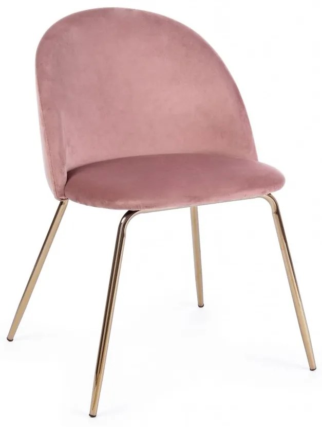 Set di 4 sedie TANYA in velluto rosa e base oro