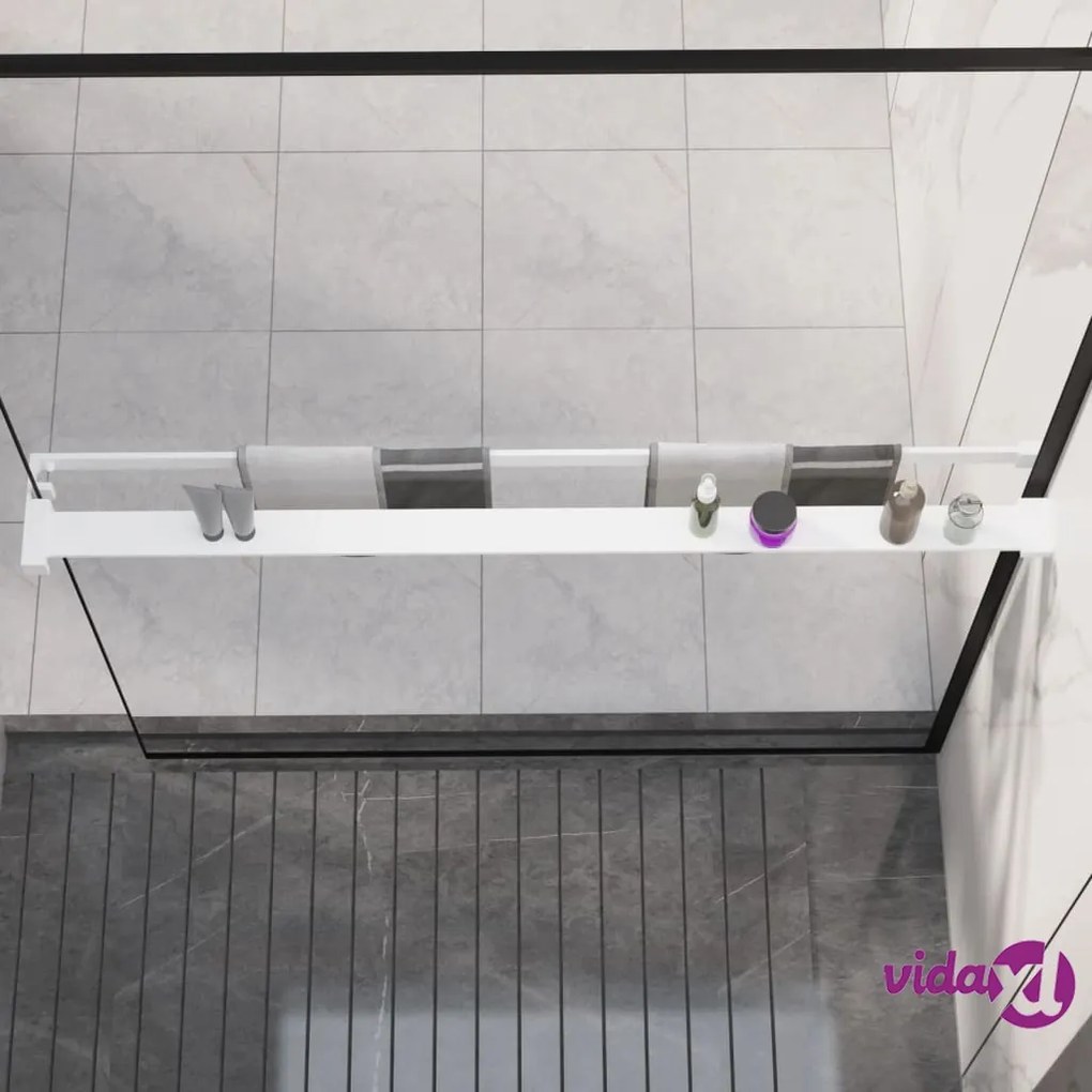 vidaXL Mensola Doccia per Parete Doccia Walk-in Bianca 115cm Alluminio