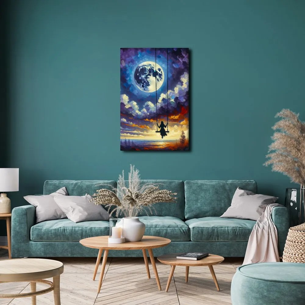 Quadro su tela – Ragazza nella luce della luna