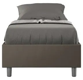 Letto singolo contenitore imbottito 80x200 similpelle cappuccino Azelia