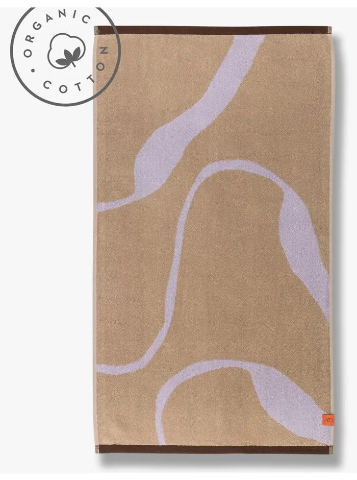 Asciugamano da bagno in cotone biologico color lavanda e marrone chiaro 70x133 cm Nova Arte - Mette Ditmer Denmark