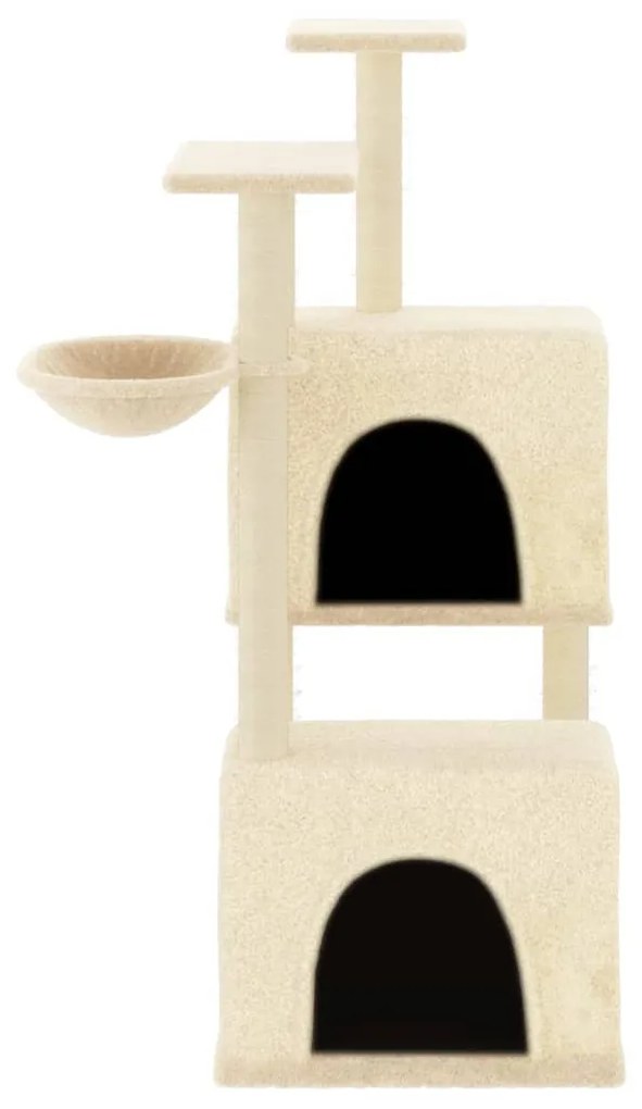 Albero per gatti con tiragraffi in sisal crema 122 cm