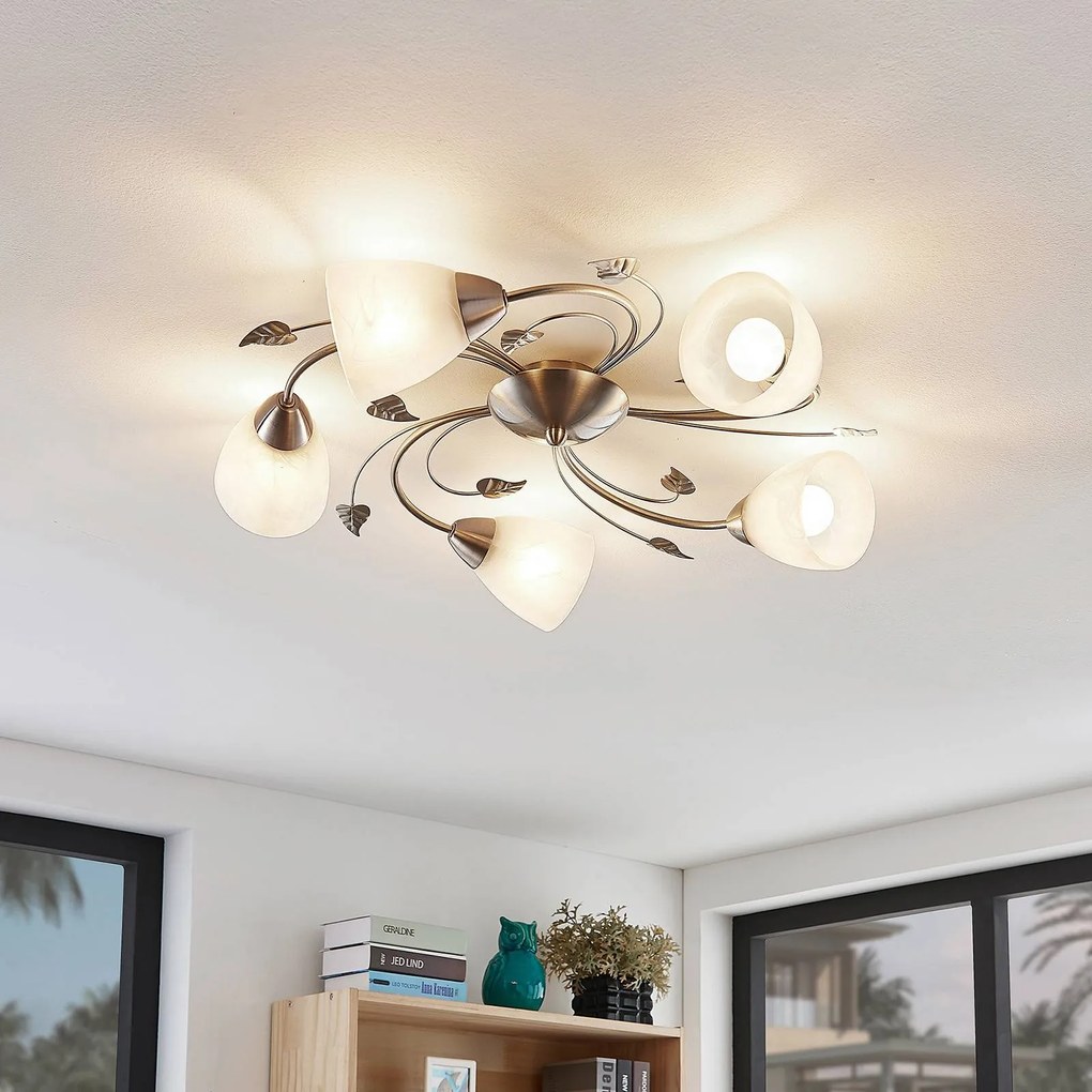 Plafoniera soffitto Yannie Lindby, dimmerabile, Alluminio / Grigio / Zincato, Soggiorno / Sala da pranzo, Metallo, Antico, Plafoniera