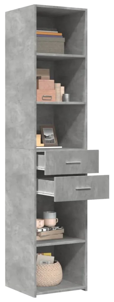 Credenza grigio cemento 40x42,5x185 cm in legno multistrato