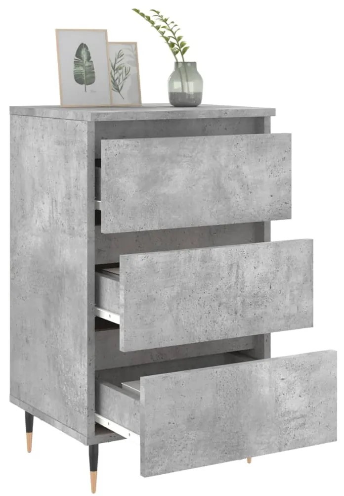 Comodini 2 pz grigio cemento 40x35x69 cm in legno multistrato