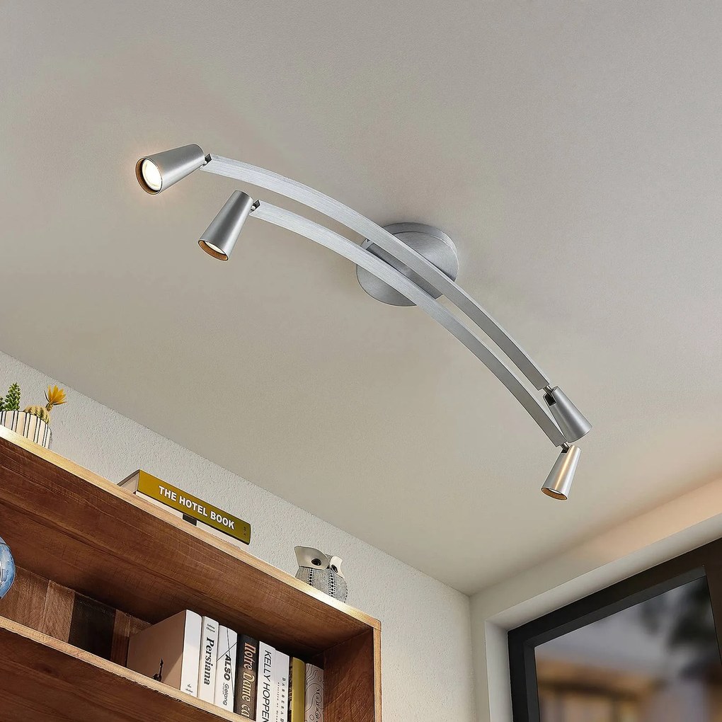 Plafoniera di design Velanoris Lucande, dimmerabile, Alluminio / Grigio / Zincato, Soggiorno / Sala da pranzo, Alluminio, Moderno, Plafoniera