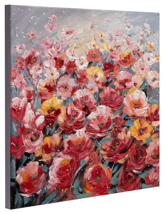 Dipinto su tela Fiori, rosso, grigio 60 x 60 cm