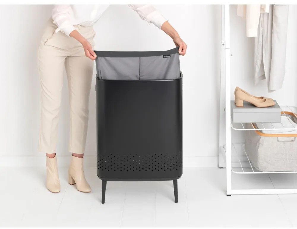 Cesto portabiancheria in metallo nero opaco 90 l Bo Hi - Brabantia