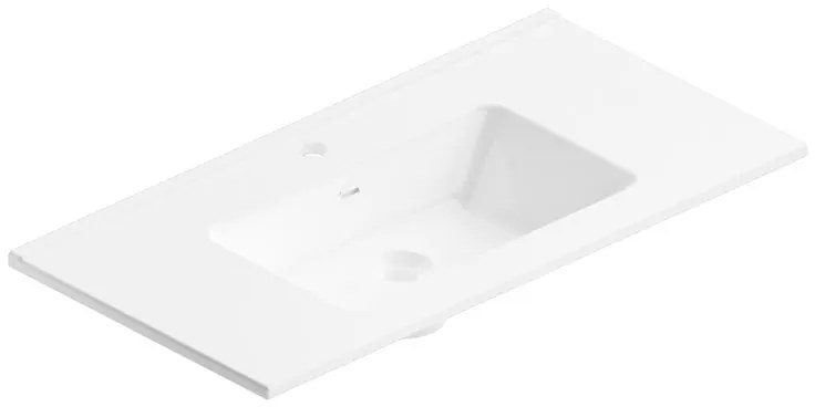 Lavabo integrale a incasso rettangolare vasca centrale Jnka L 91 x P 46.5 cm in ceramica bianco lucido