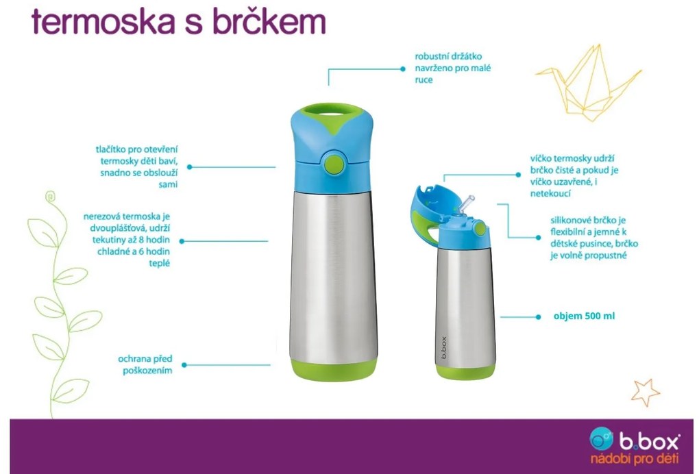 Bottiglia termica con cannuccia 500 ml – emerald forest