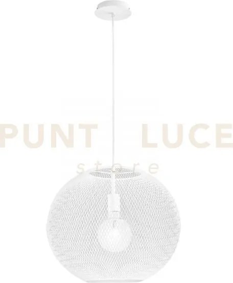 Lampadario a sospensione rete in metallo esedra bianca 1 luce attac...