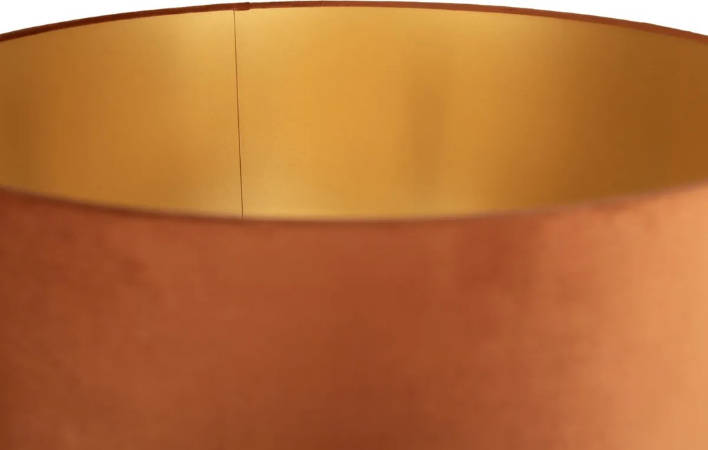 Lampada da terra oro con paralume arancione e interno oro 50 cm - Linden