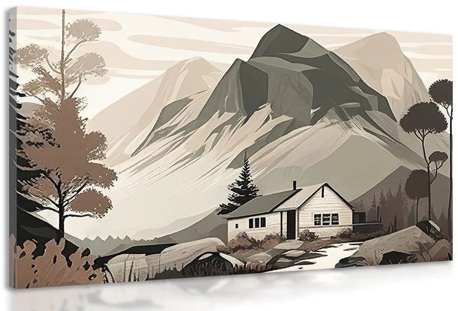 Quadro su tela – Chalet scandinavo in montagna