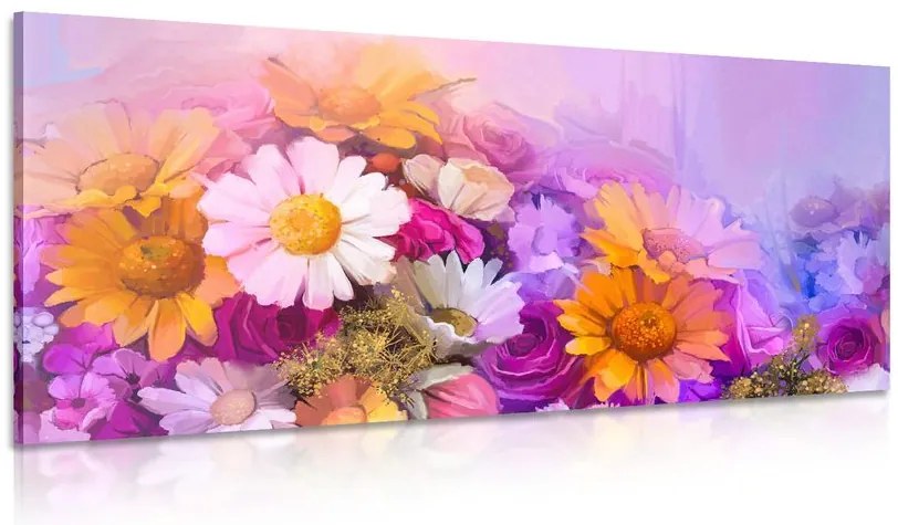 Stampa su tela – Dipinto a olio di fiori colorati