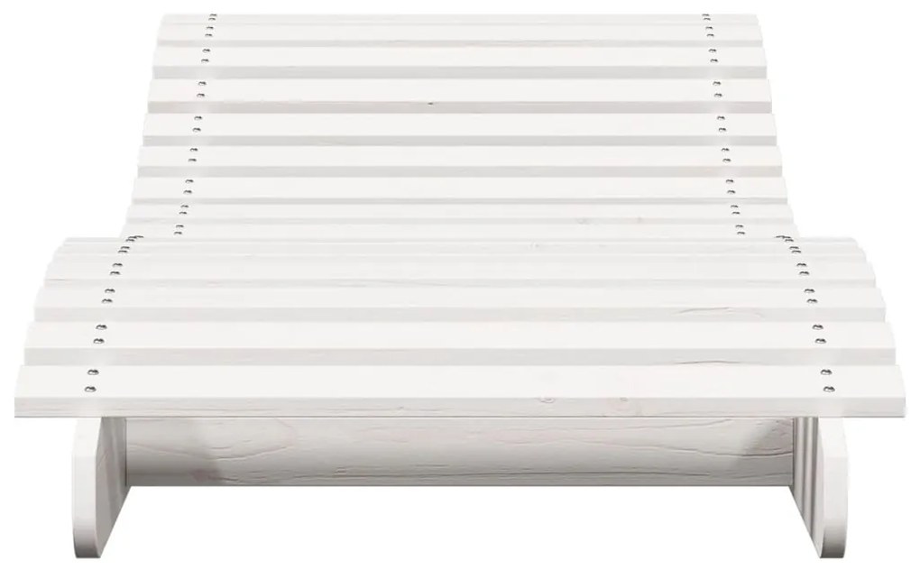 Lettino prendisole bianco 205x70x31,5 cm in legno massello pino