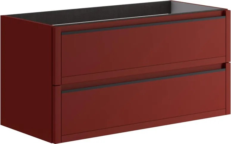 Mobile da bagno sospeso sotto lavabo L 99.5 x H 50 x P 45.5 cm rosso opaco, 2 cassetti TRATTO