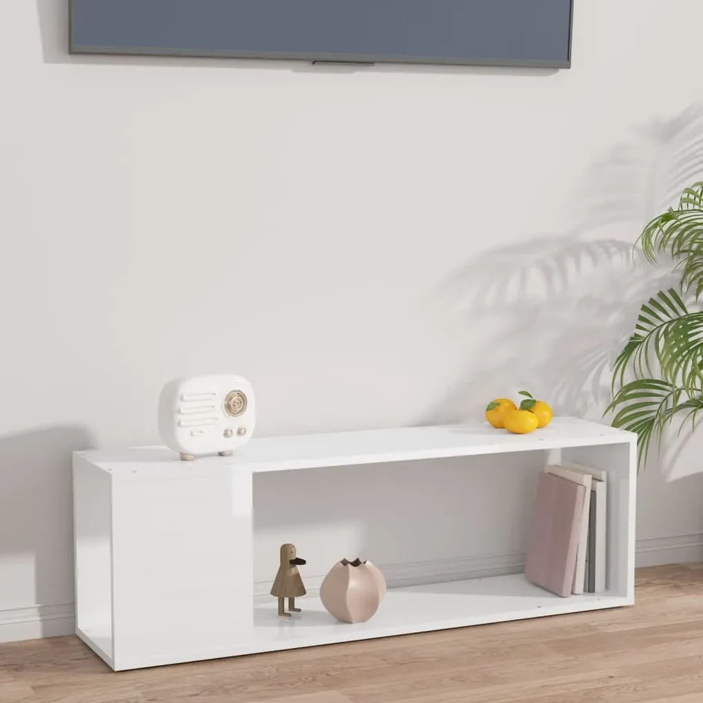 Mobile tv bianco lucido 100x24x32 cm in truciolato