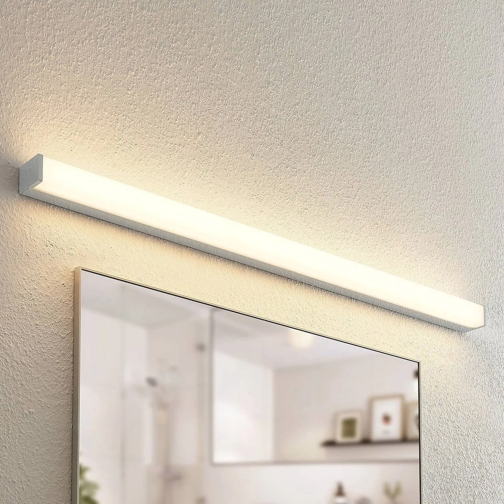 Lindby Klea Lampada LED per il bagno, 120 cm, cromo, metallo, IP44